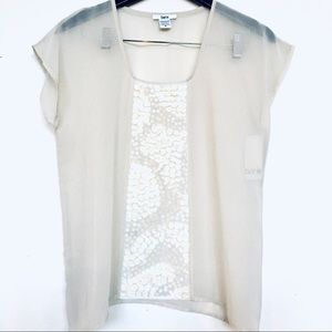 Bar III sheer sequin panel blouse